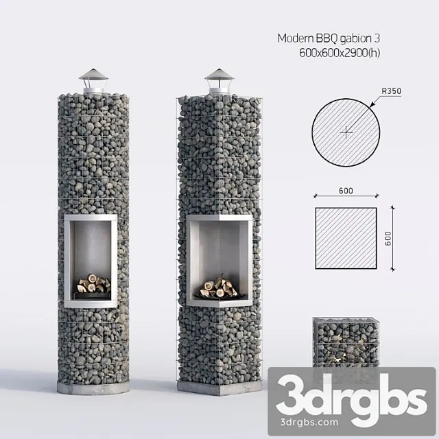 Modern Barbecue From Gabion 3 3D Model Download Modern Barbecue From Gabion 3 3D Model Download