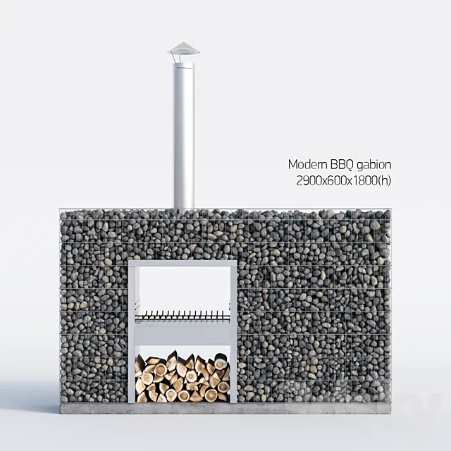 Modern BBQ gabion 3D Model Modern BBQ gabion 3D Model