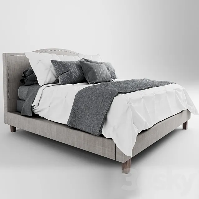 Modern Bed 2018 Set 03 3DModel