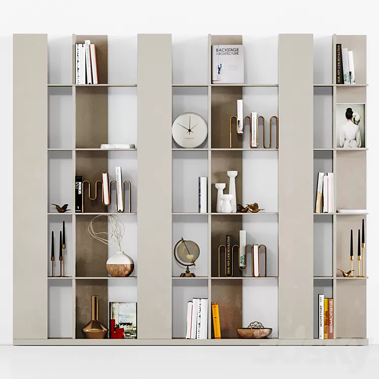 modern bookshelf 01 3D Model Free Download
