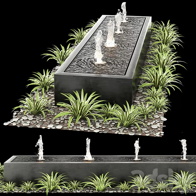 Modern box fountains_01 3D Model