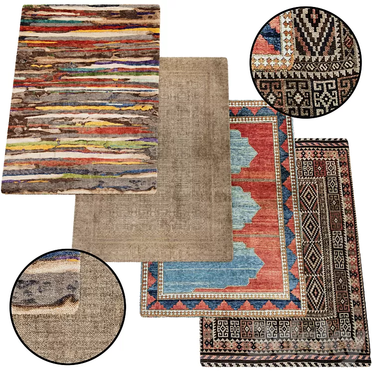 Modern Carpet Set 02 3D Model