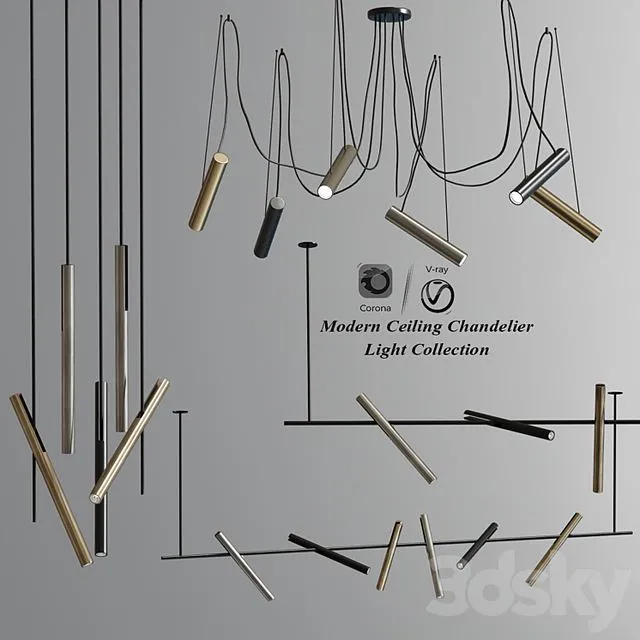 Modern Ceiling Led Chandelier Light Collection 3D Model Modern Ceiling Led Chandelier Light Collection 3D Model