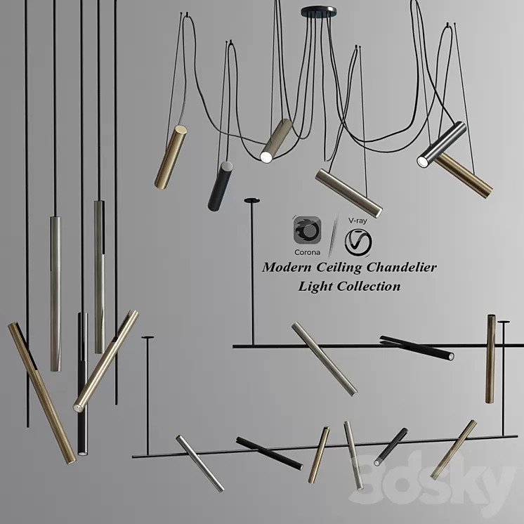 Modern Ceiling Led Chandelier Light Collection 3D Model Modern Ceiling Led Chandelier Light Collection 3D Model