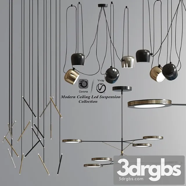 Modern ceiling led suspension collection 3D Model Download