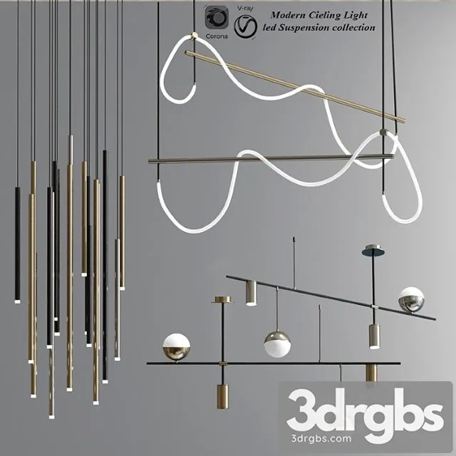 Modern ceiling light led suspension collection 3D Model Download