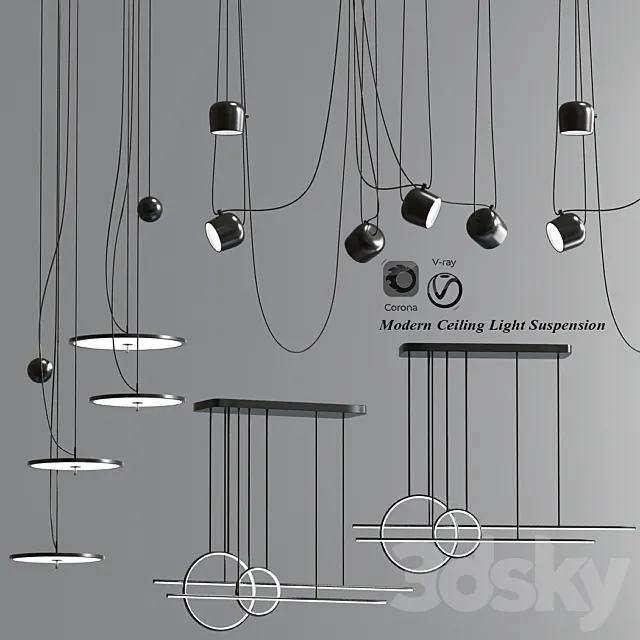 Modern Ceiling Light Suspension Pendant 3DModel Modern Ceiling Light Suspension Pendant 3DModel