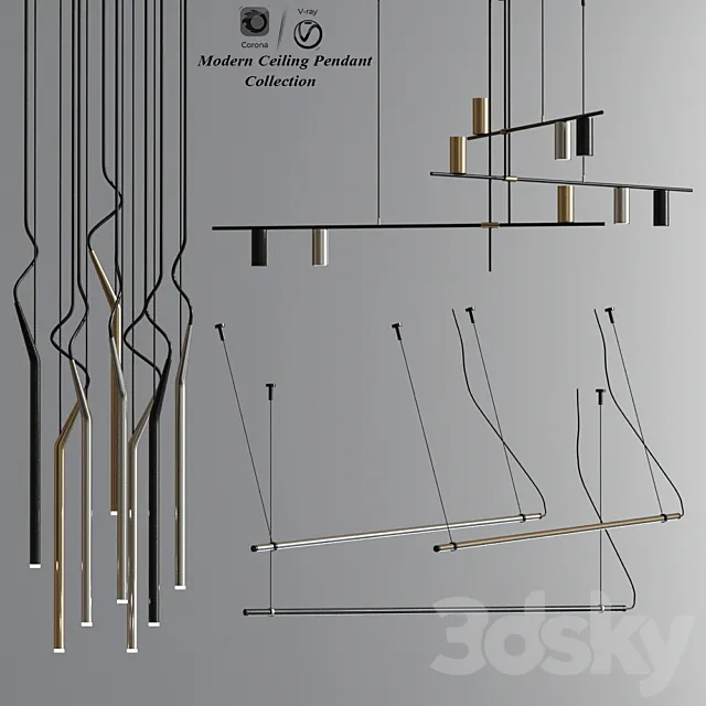 Modern Ceiling Pendant And Suspension Collection 3D Model Modern Ceiling Pendant And Suspension Collection 3D Model