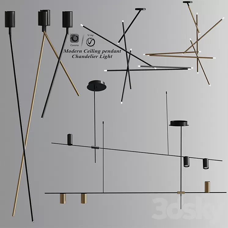 Modern Ceiling pendant Chandelier Light 04 3D Model Modern Ceiling pendant Chandelier Light 04 3D Model