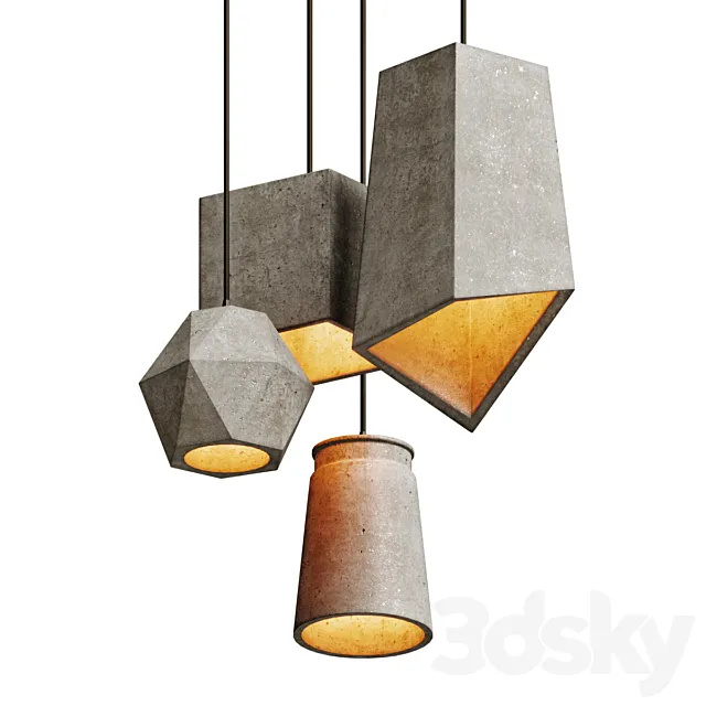 Modern Cement Lights 3D Model