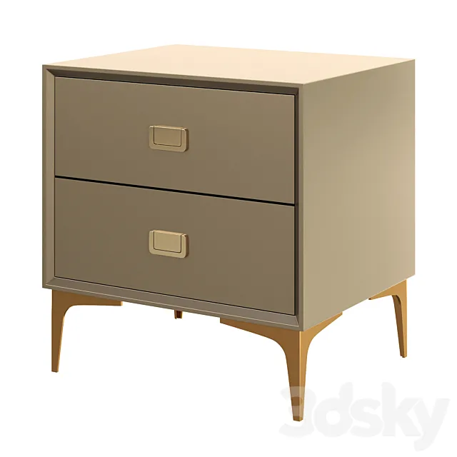 Modern Champagne Nightstand 2 3D Model Modern Champagne Nightstand 2 3D Model