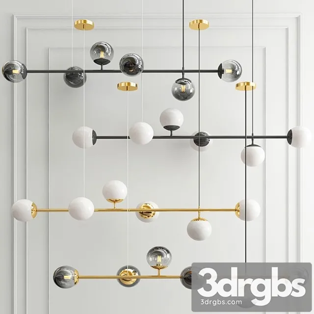 Modern chandelier and glass ball 3D Model Download