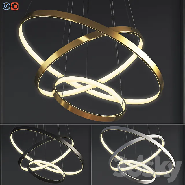 Modern Chandeliers Rings 3D Model
