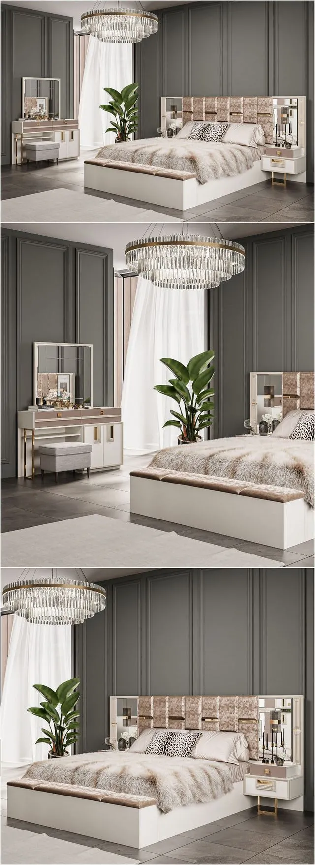 Modern classic bed furniture 002 3D Model