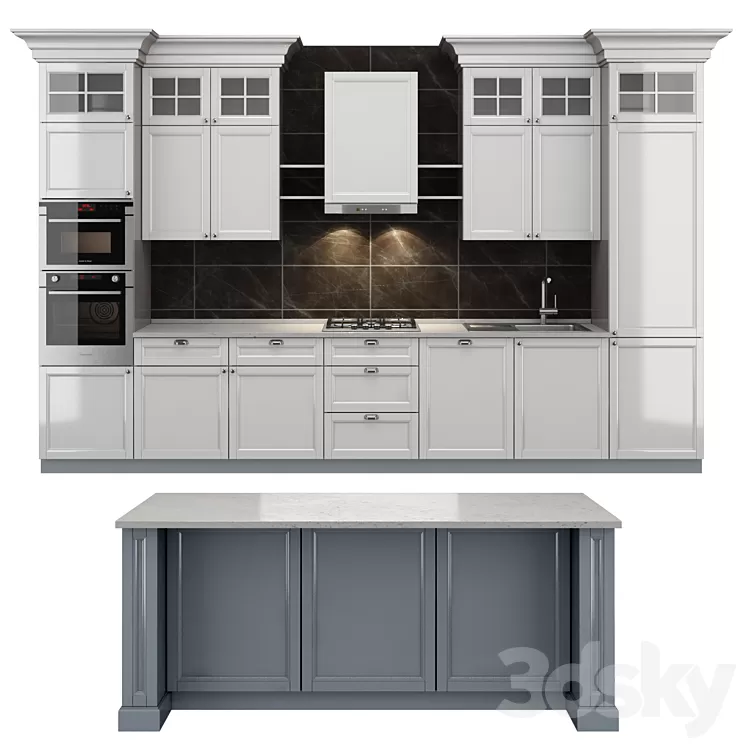 Modern Classic Kitchen 3D Model Modern Classic Kitchen 3D Model