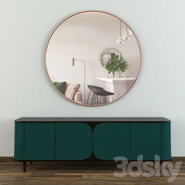 Modern Console Table With Mirror 3DModel Modern Console Table With Mirror 3DModel