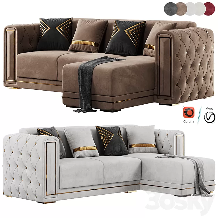 Modern Corner Beige Sectional Sofa 3D Model Free Download