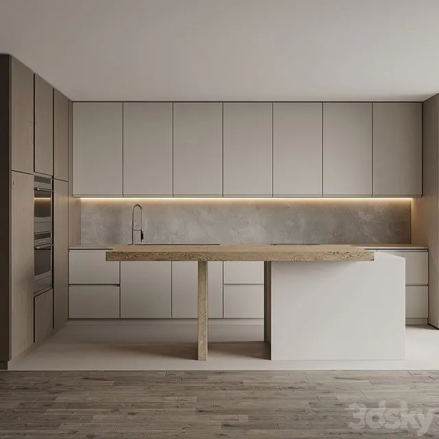 Modern corner kitchen with island 1 3D Model Modern corner kitchen with island 1 3D Model