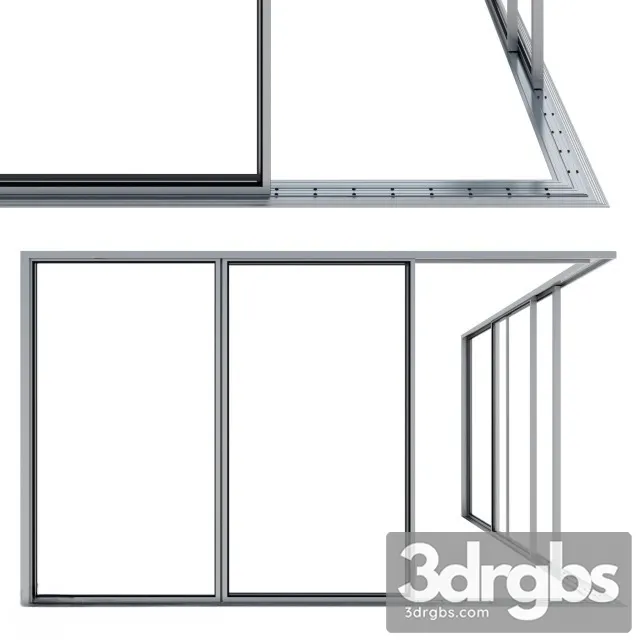 Modern Corner Sliding Window 3D Model Download