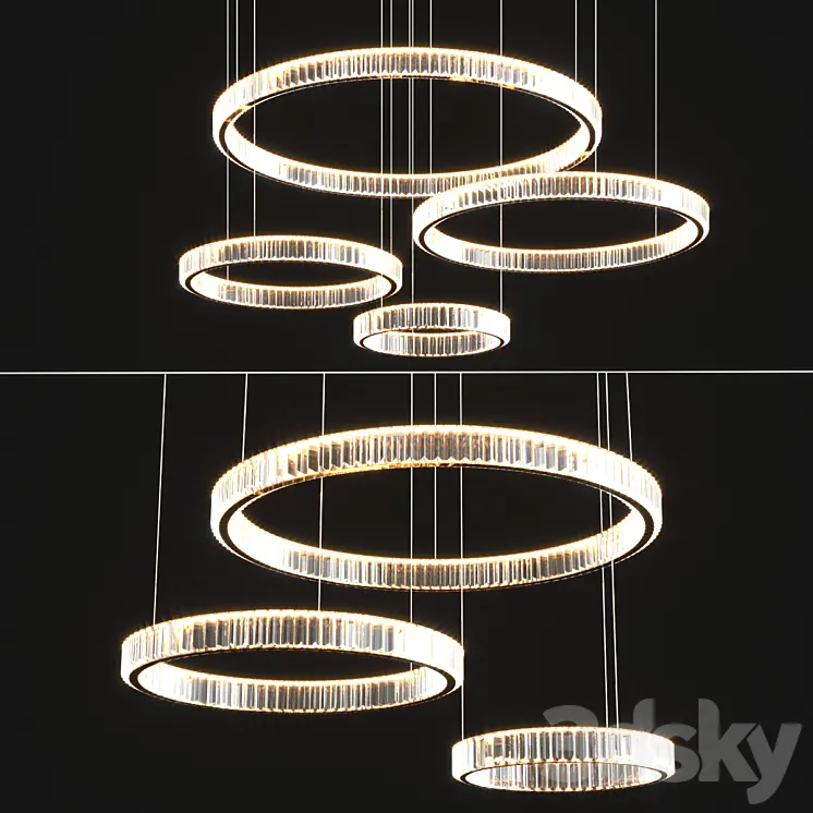 Modern Crystal Chandelier Set 3D Model Free Download