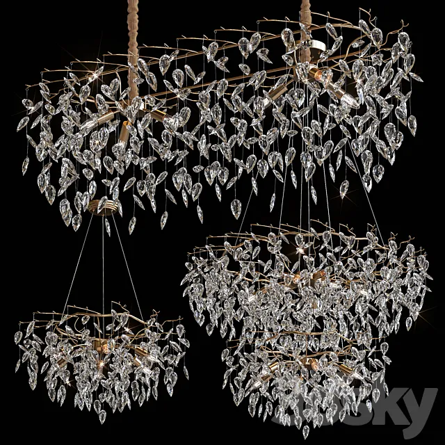 Modern crystal led chandeliers for living room 3D Model Modern crystal led chandeliers for living room 3D Model