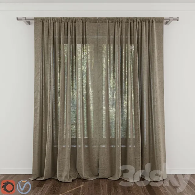 Modern Curtain №10 3D Model Modern Curtain №10 3D Model