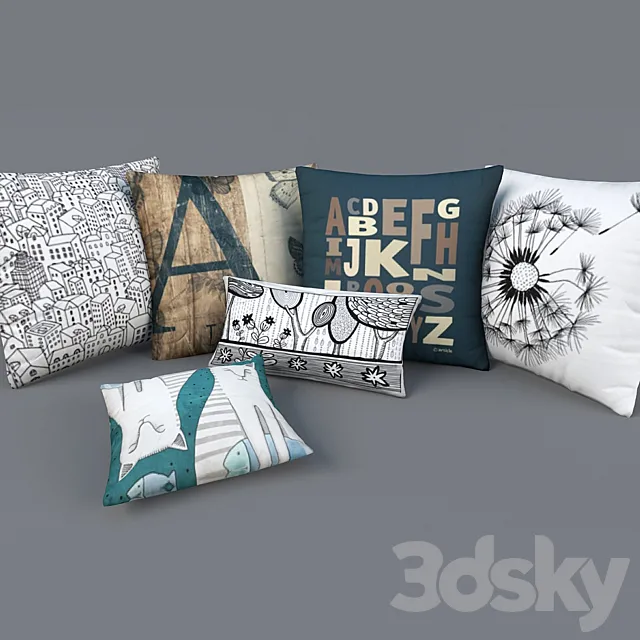 Modern decorative pillows 3DModel Modern decorative pillows 3DModel