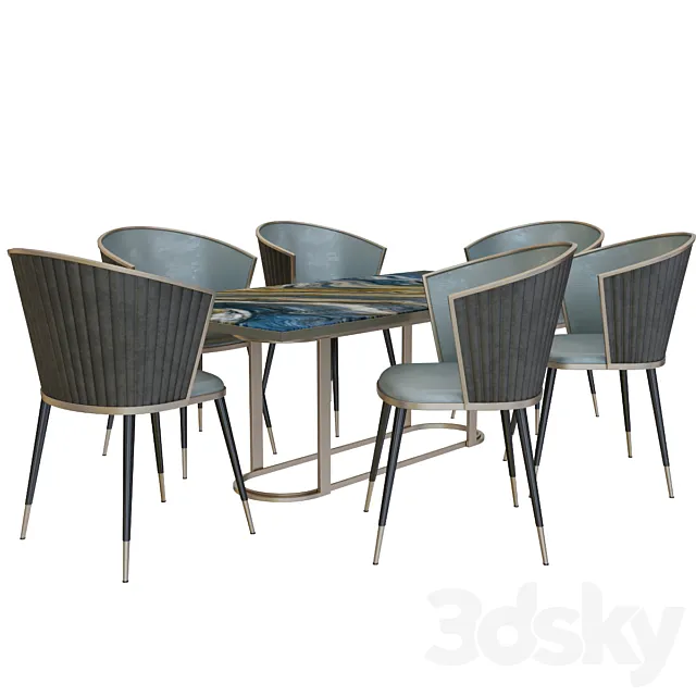 modern dining table chair 2 3DModel