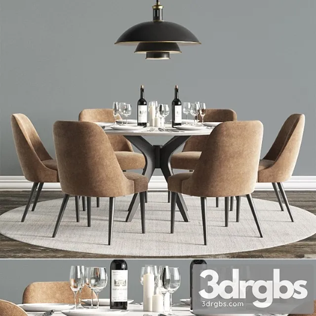 Modern dinning set 4 2 3D Model Download