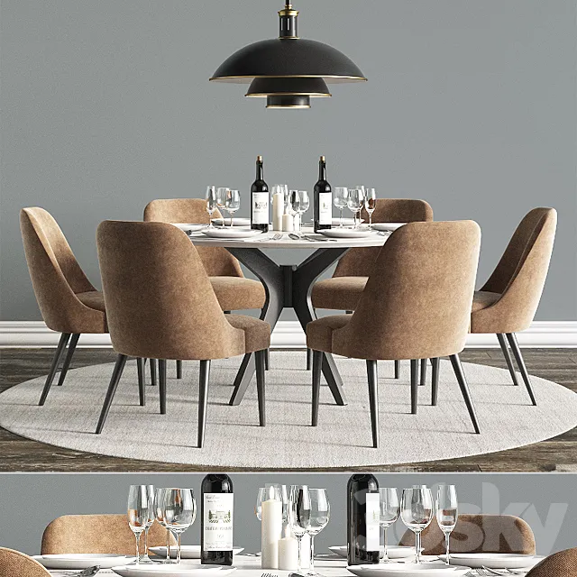 Modern Dinning Set 4 3D Model