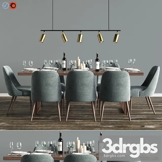 Modern dinning set 6 2 3D Model Download