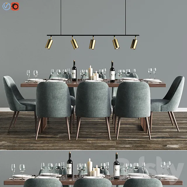 Modern Dinning Set 6 3DModel