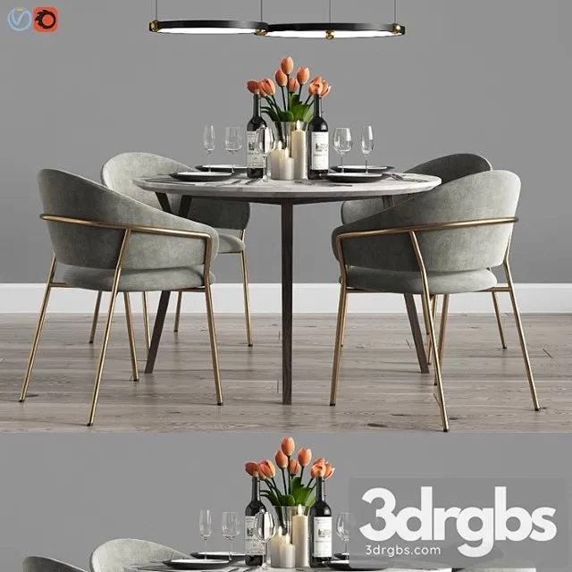 Modern dinning set 9 2 3D Model Download