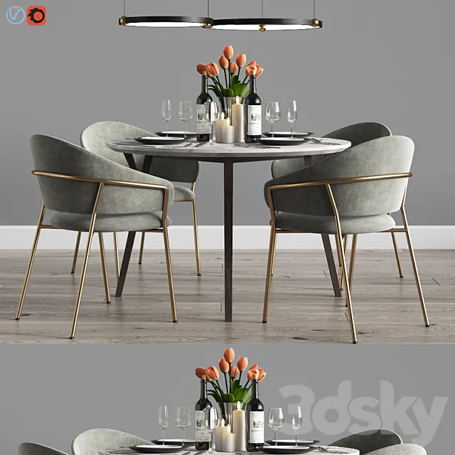 Modern Dinning Set 9 3D Model