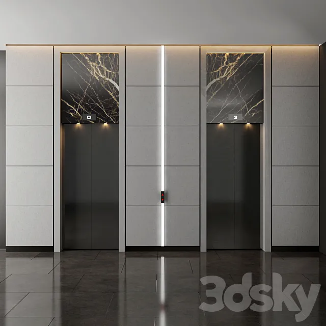Modern elevator wall 3D Model Modern elevator wall 3D Model