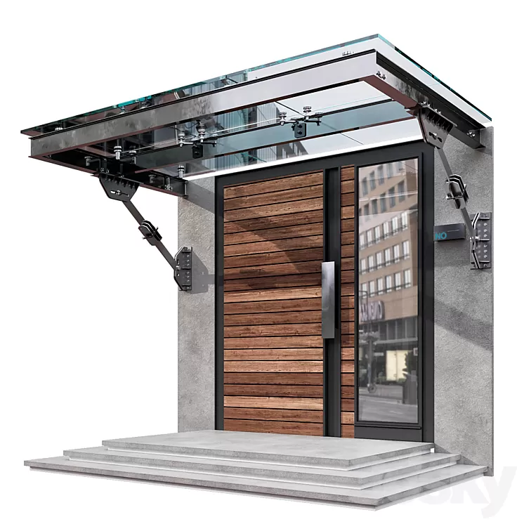 MODERN ENTRANCE WITH GLASS CANOPY NO3 3D Model MODERN ENTRANCE WITH GLASS CANOPY NO3 3D Model