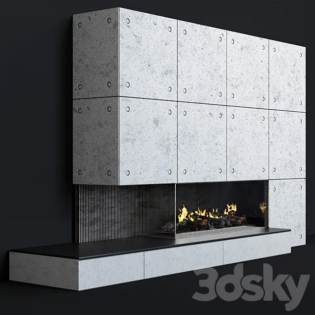 Modern fireplace 10 3D Model