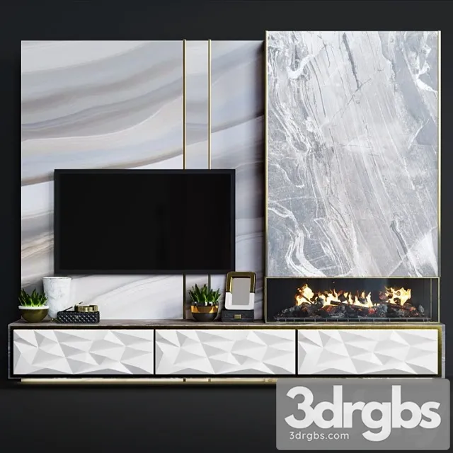 Modern fireplace 15 3D Model Download