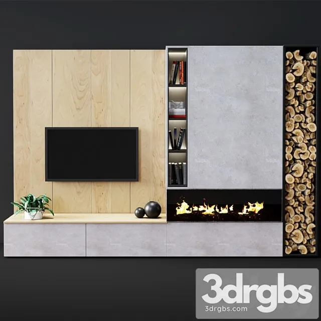 Modern fireplace 4 3D Model Download