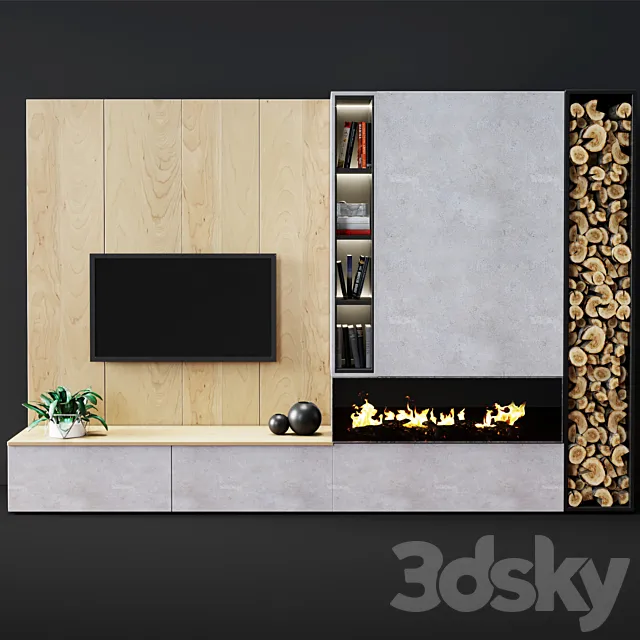 Modern fireplace 4 3D Model