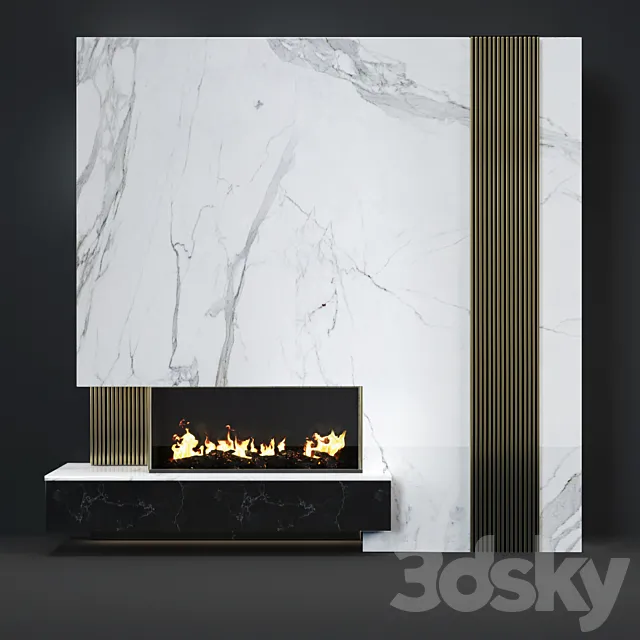 Modern fireplace 6 3D Model