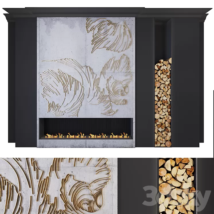 Modern fireplace _ petals 3D Model