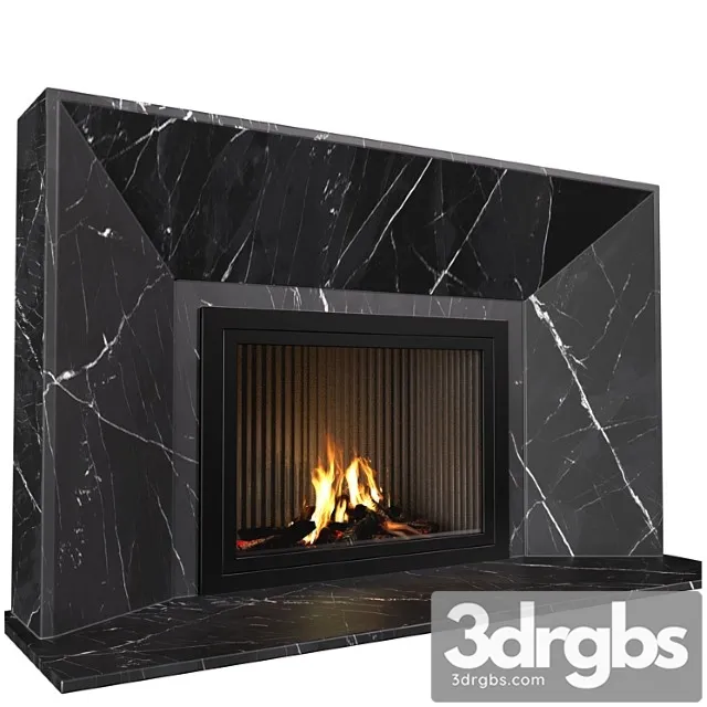 Modern Fireplace In Black Marble Fireplache Sontemporium 3D Model Download
