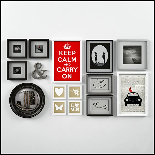 Modern frames on a wall 3DModel