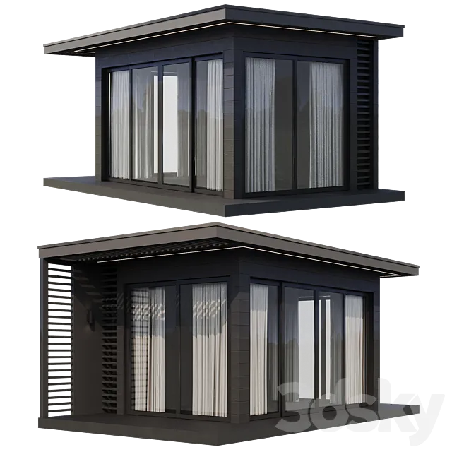modern garden gazebo pavilion 3D Model