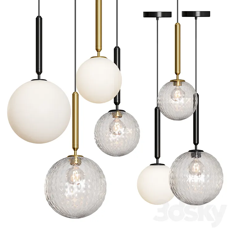 Modern Glass Ball Led Pendant Lamp 3D Model Free Download