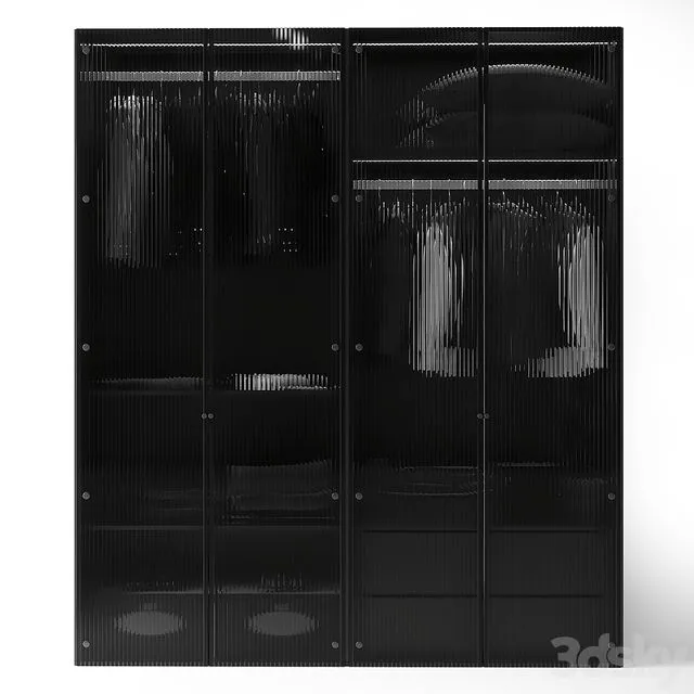 Modern Glass Door Wardrobe 3D Model