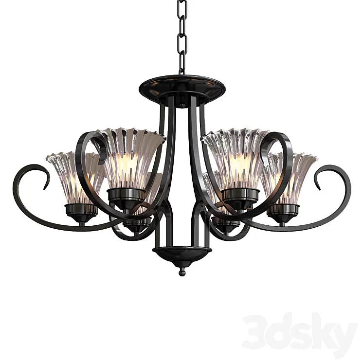 Modern Glass Iron Chanderlier 3D Model Modern Glass Iron Chanderlier 3D Model