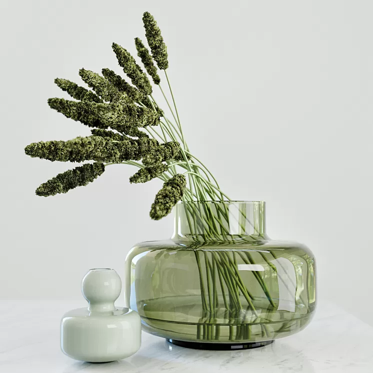 Modern grass arrangement in a vase 3D Model