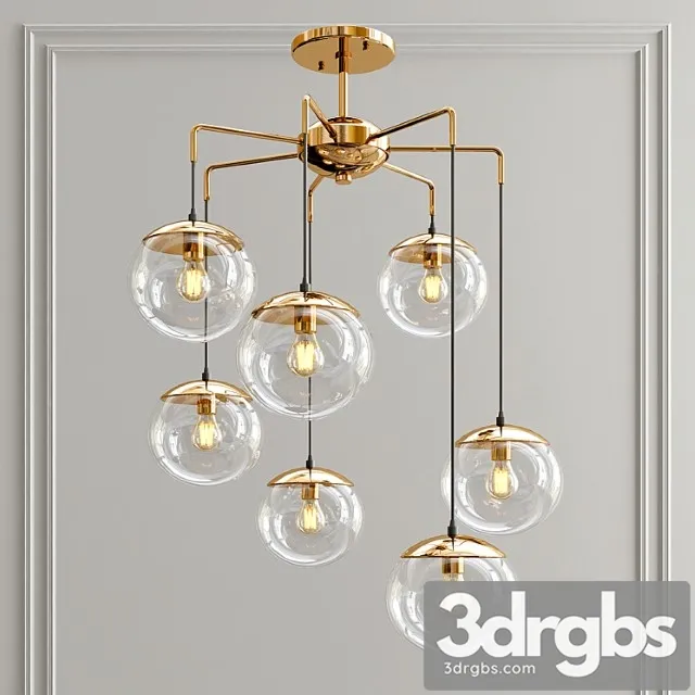 Modern Handcrafted Brass Glass Bubbles Chandelier 3D Model Download